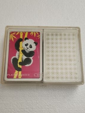 Vintage Panda & Patterned Playing Cards In Case. 2 Packs